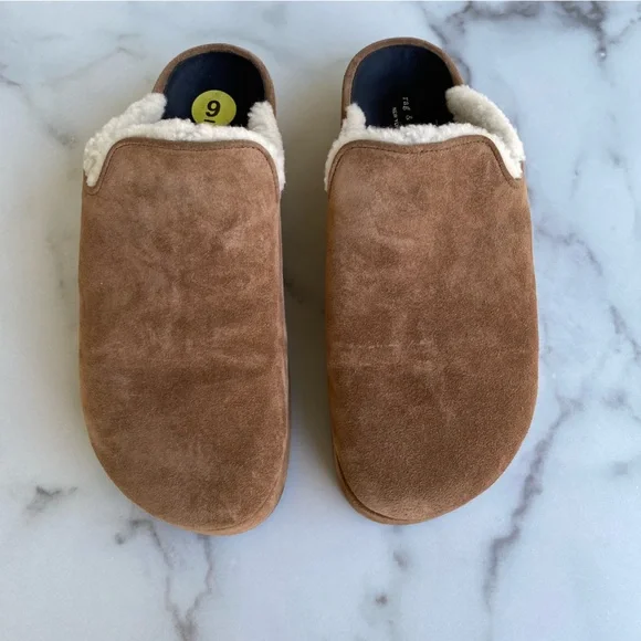 RAG & BONE Tan Suede Leather Sherpa Clog Mule Size EU 39 - Picture 7 of 7